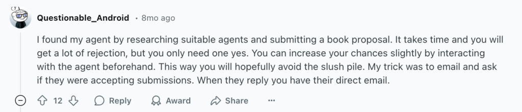 need to research to find an agent example need to research to find an agent example