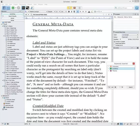 organization capabilities of scrivener