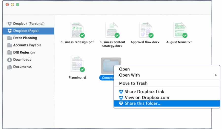 screenshot of dropbox and how its used as book writing software