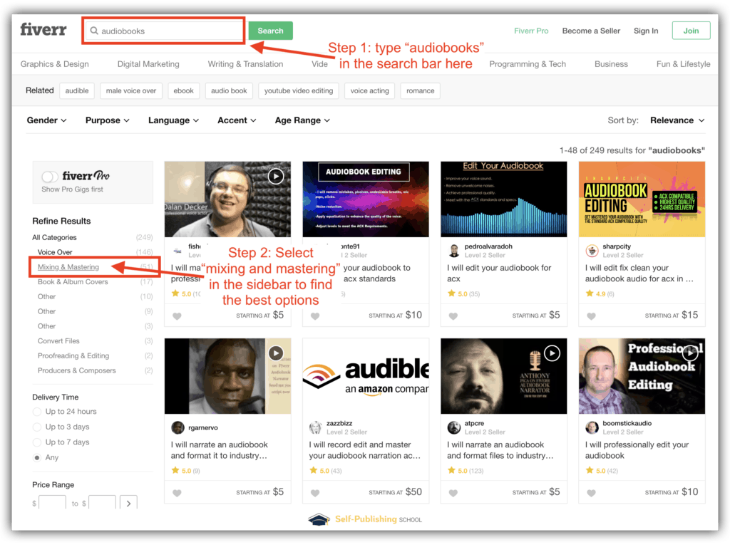 how to make an audiobook fiverr example