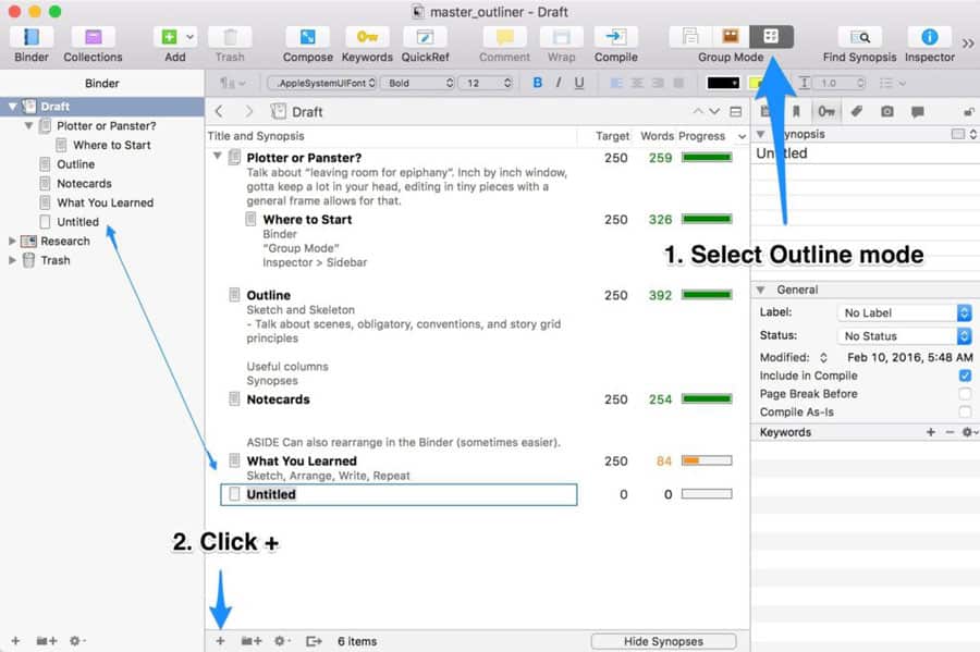 how to outline in scrivener explained