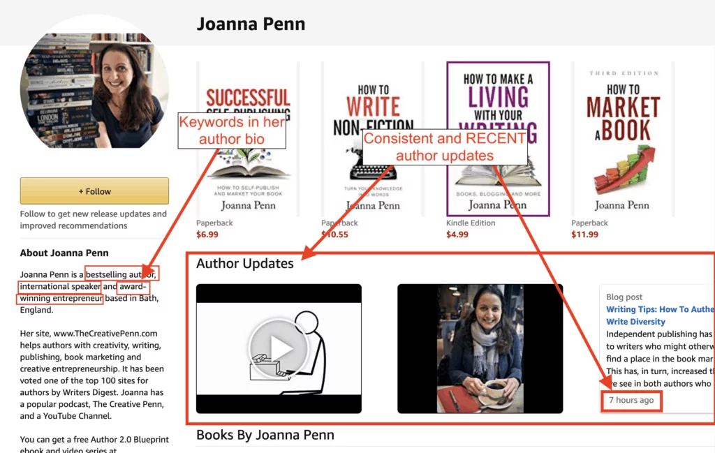 book sales - author bio example
