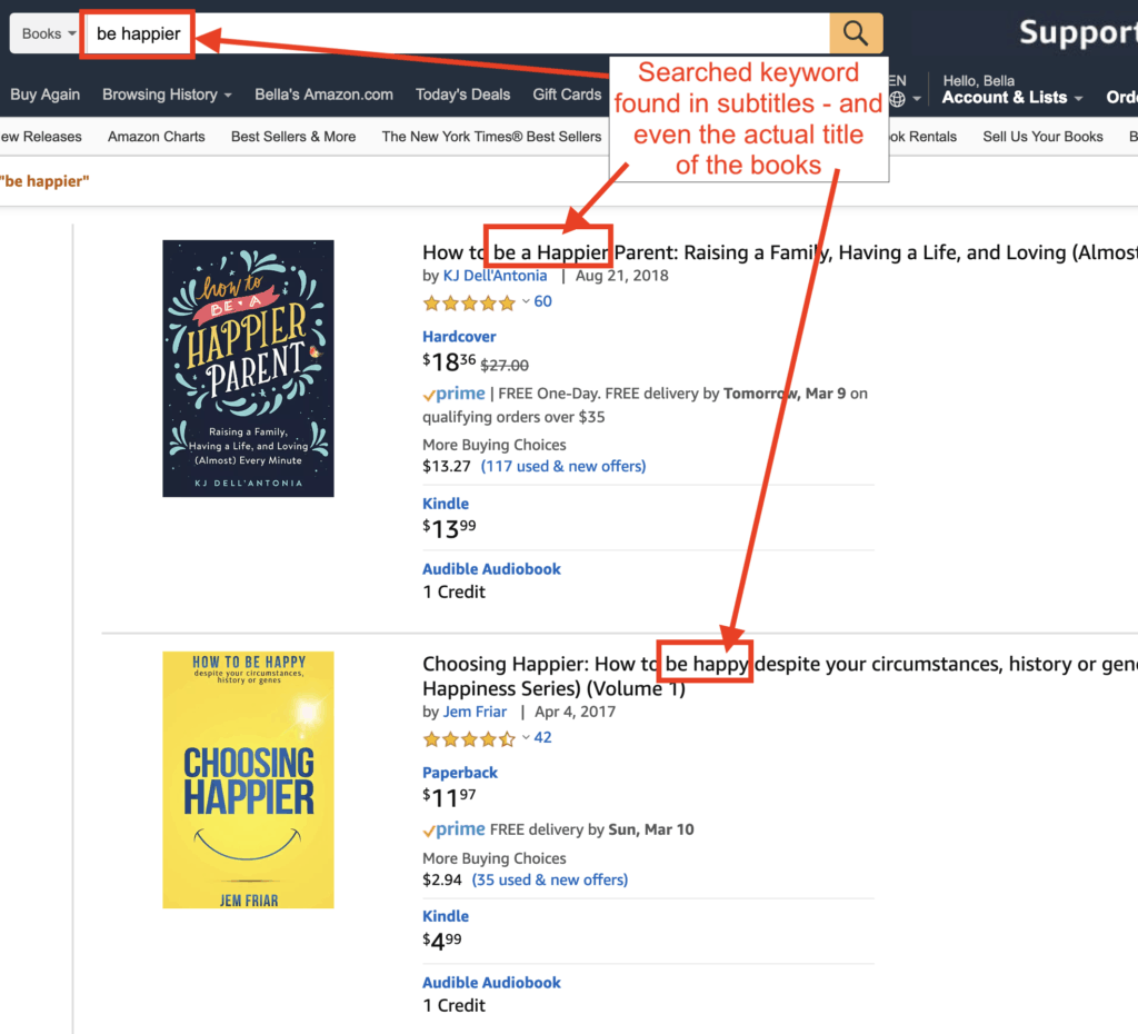 Book Sales - Amazon Keyword Example