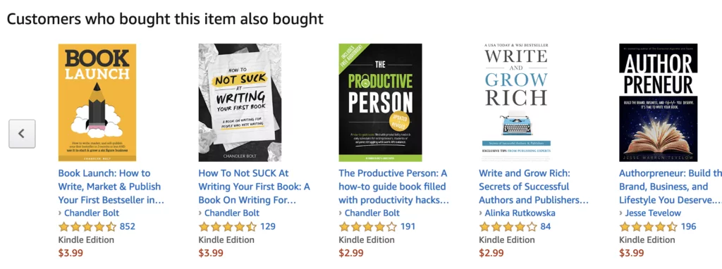book sales - "also bought" section example