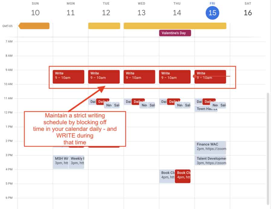 scheduling your writing time