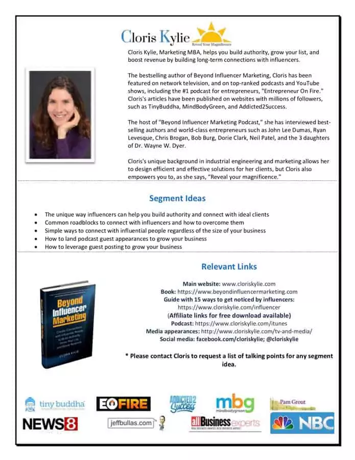 author interview one sheet example