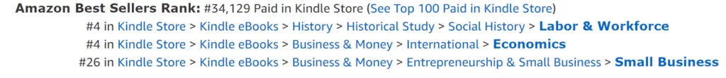 book categories on amazon