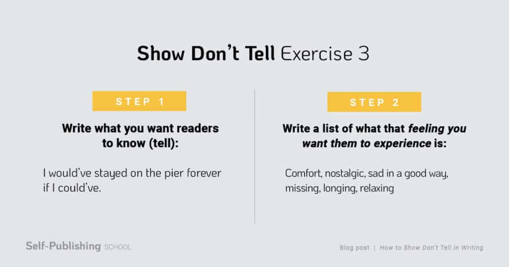 show don't tell know vs feel exercise