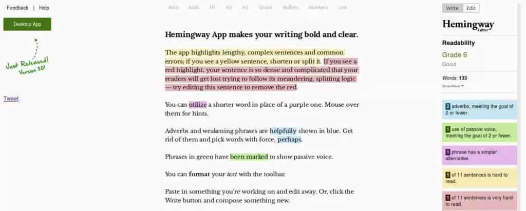 writing excuses hemingway editor