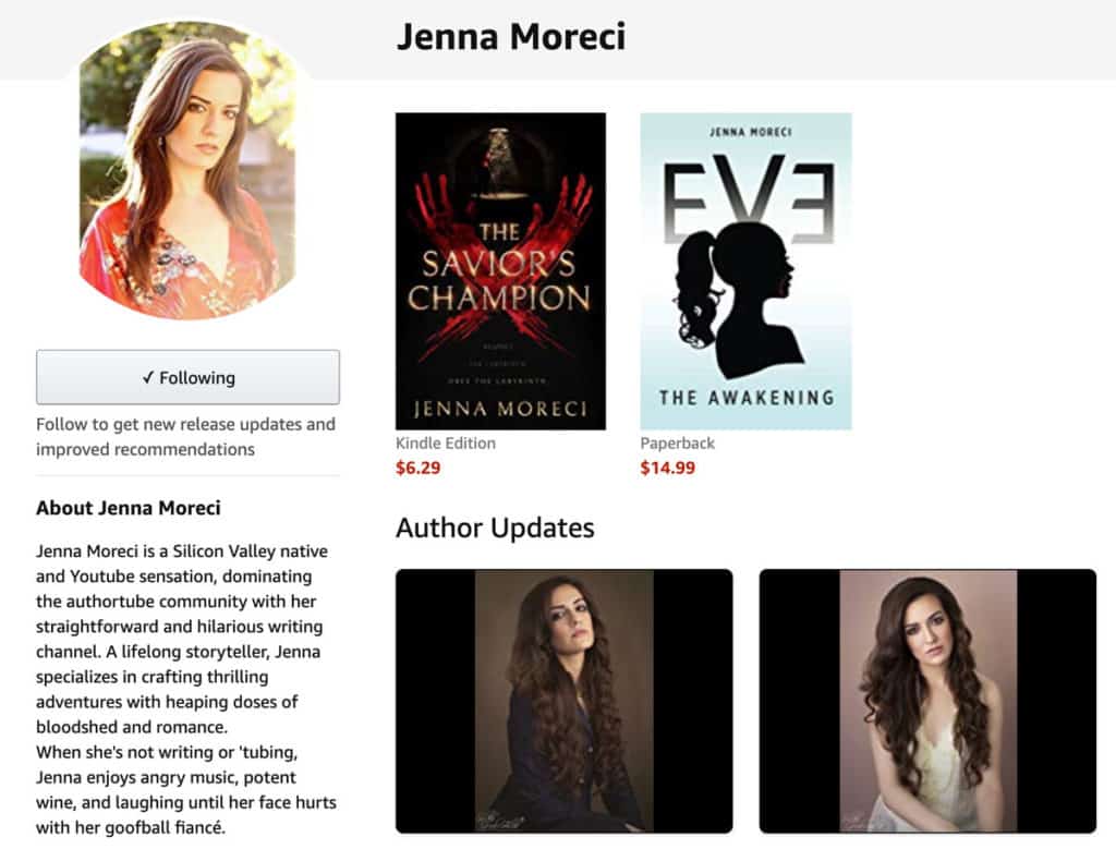 Author Bio Example Jenna Moreci
