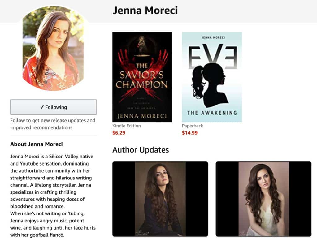 author bio example jenna moreci