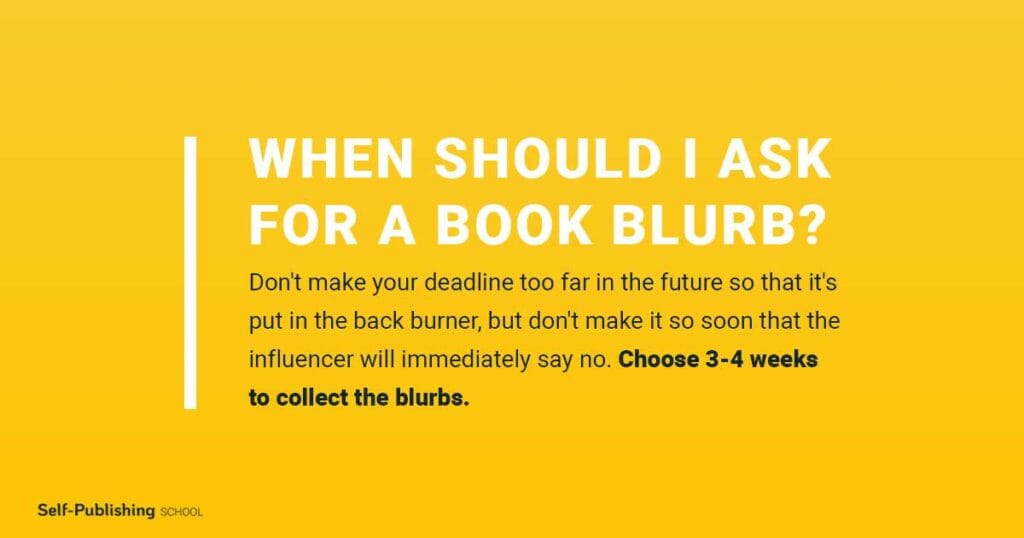 When should I ask for a book blurb?