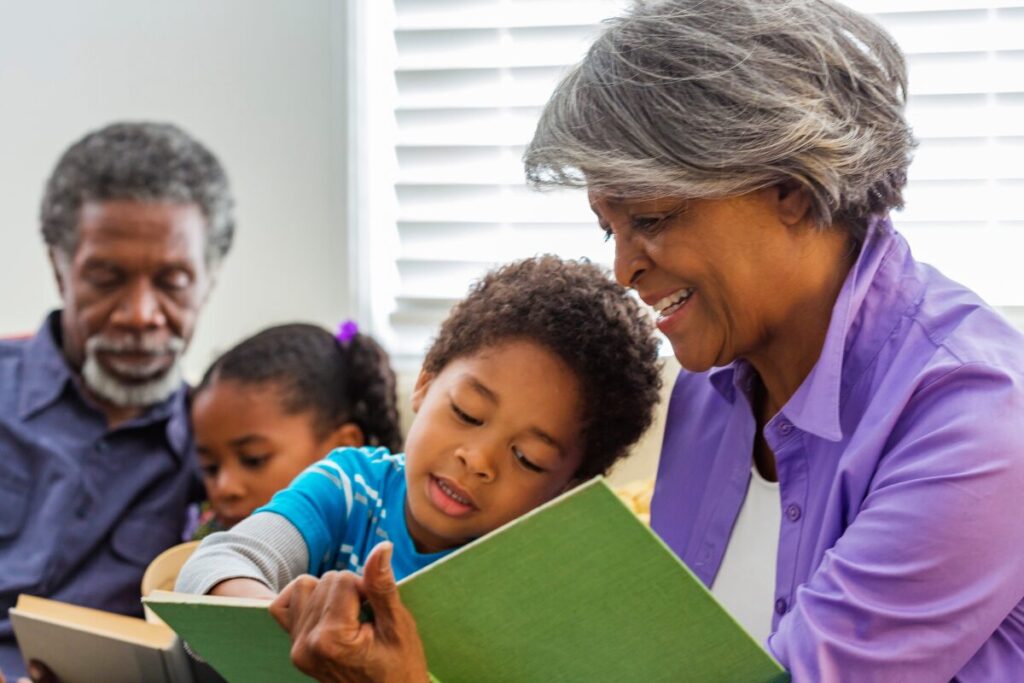 Grandparents Reading To Their Grandkids As An Example Of How To Market Children'S Books