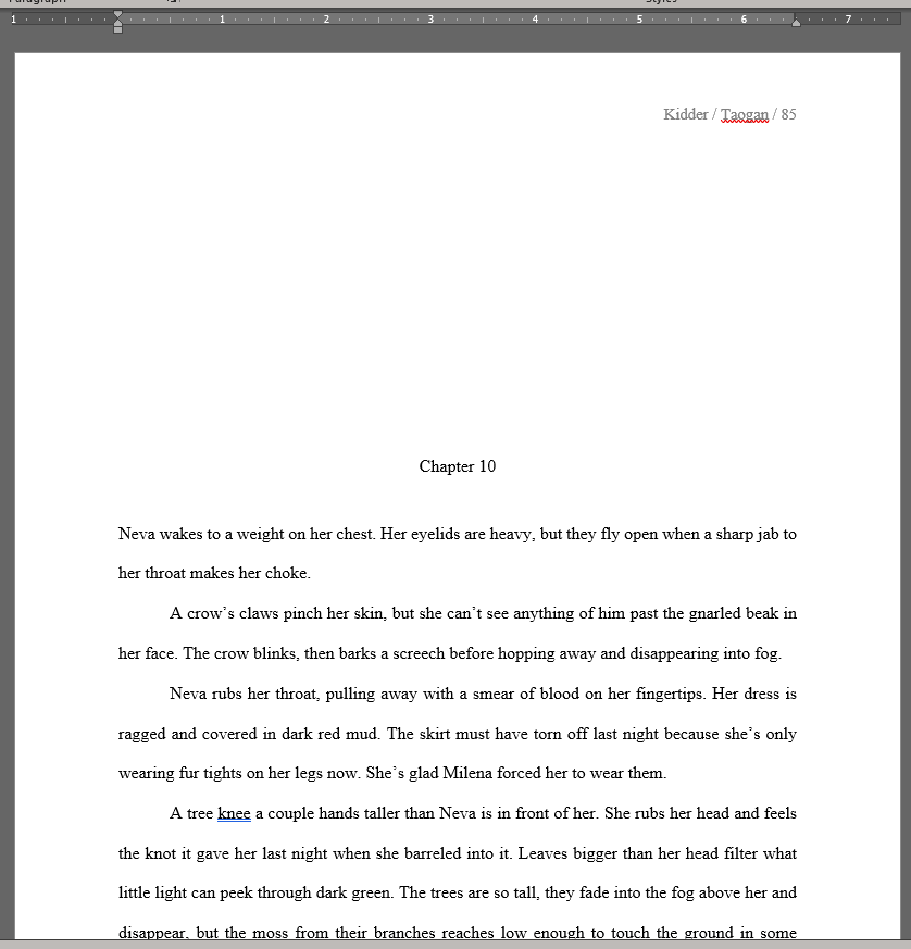 Manuscript Format First Chapter Example
