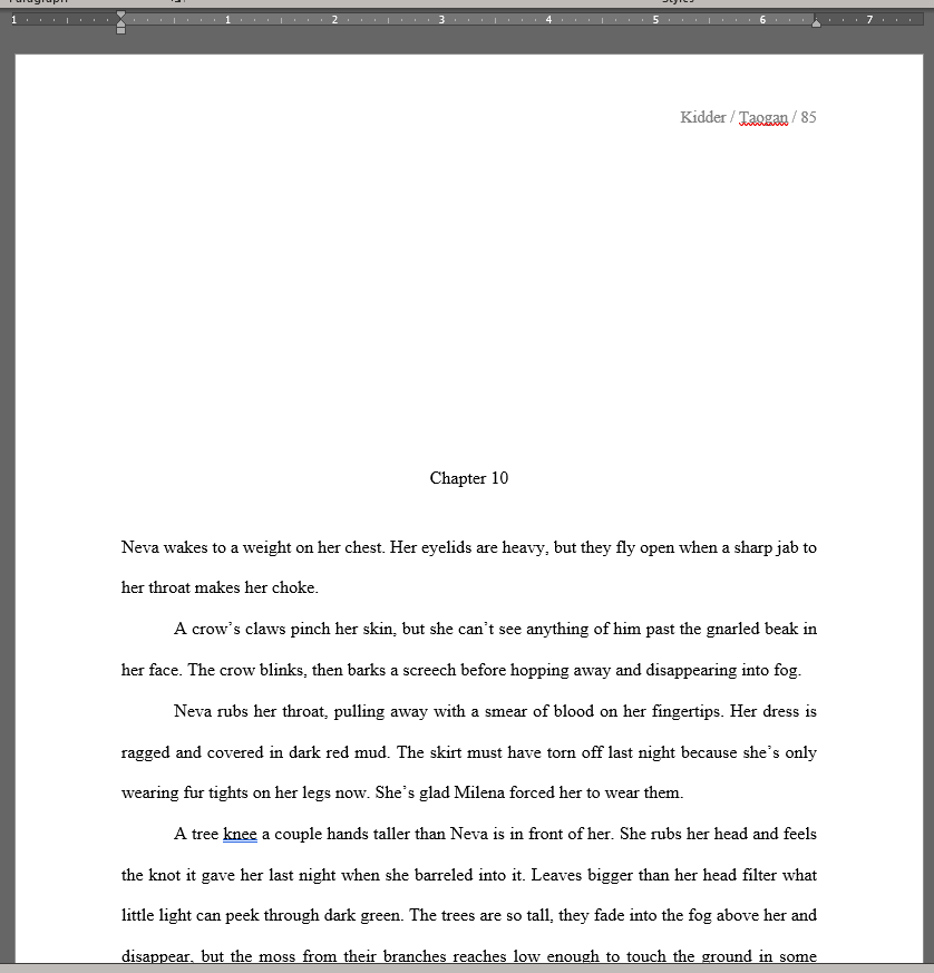 manuscript format first chapter example