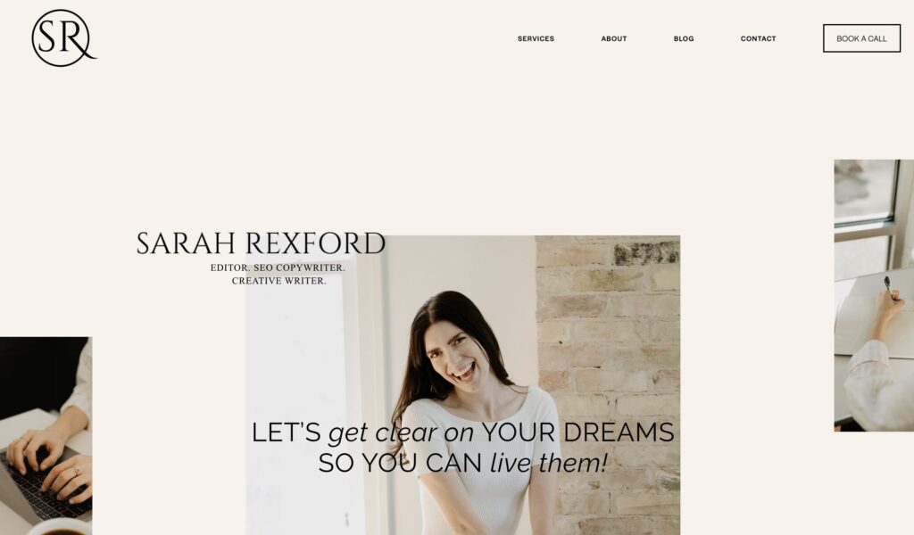 sarah rexford landing page sarah rexford landing page - let's get clear on your dreams so you can live them copy over writer headshot