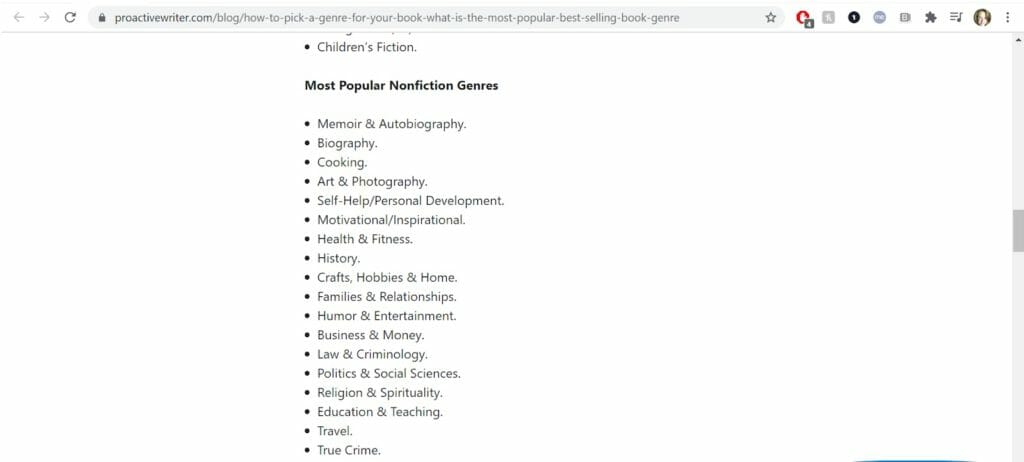 nonfiction book genres on amazon