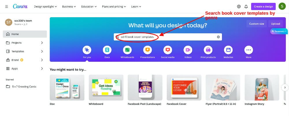 Screenshot Of Ebook Cover Design Search In Canva Using The Search Bar