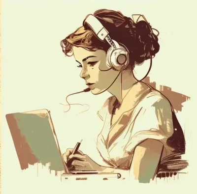 Best Podcasts For Publishing And Writing Vintage Style Image Of Writer Listening To A Podcast