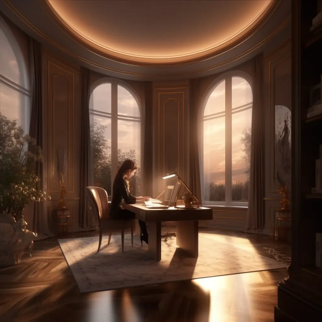 An Upmarket Fiction Writer Working In A Beautiful Room