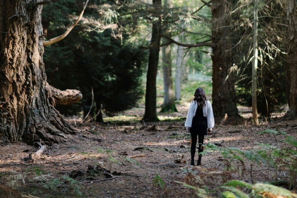 woman in woods woman in woods