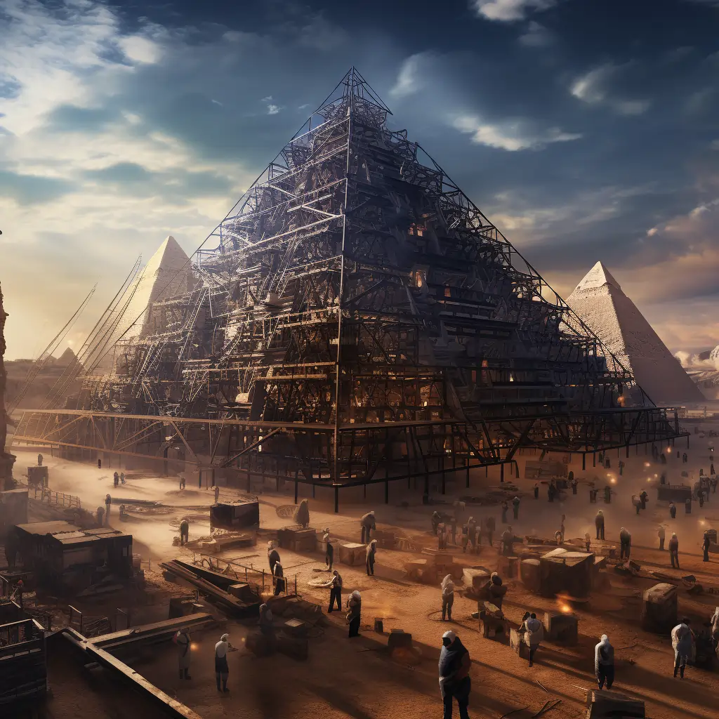 Illustration Of The Pyramids Being Built To Represent How Poem Ideas Can Explore History And Culture