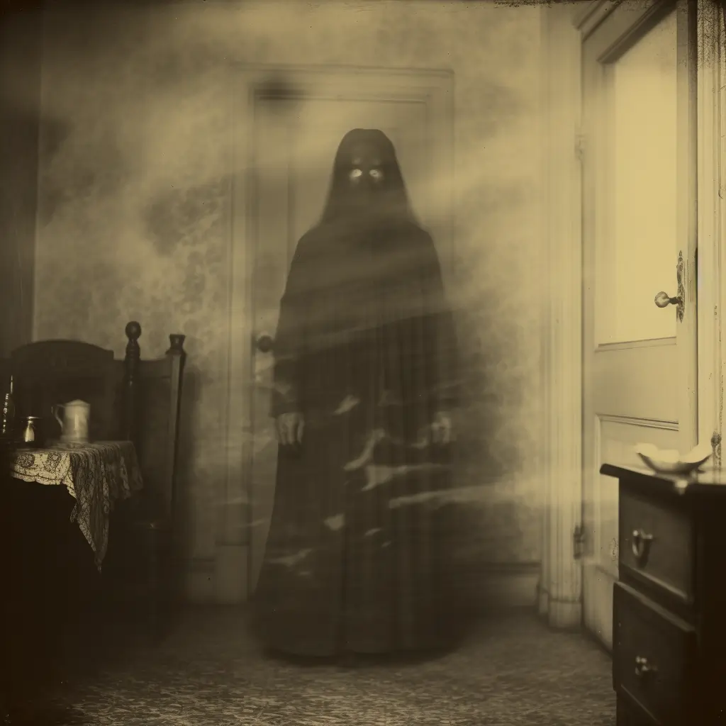A Supernatural Fiction Picture Of An Apparation Captured On An Old-School Photo