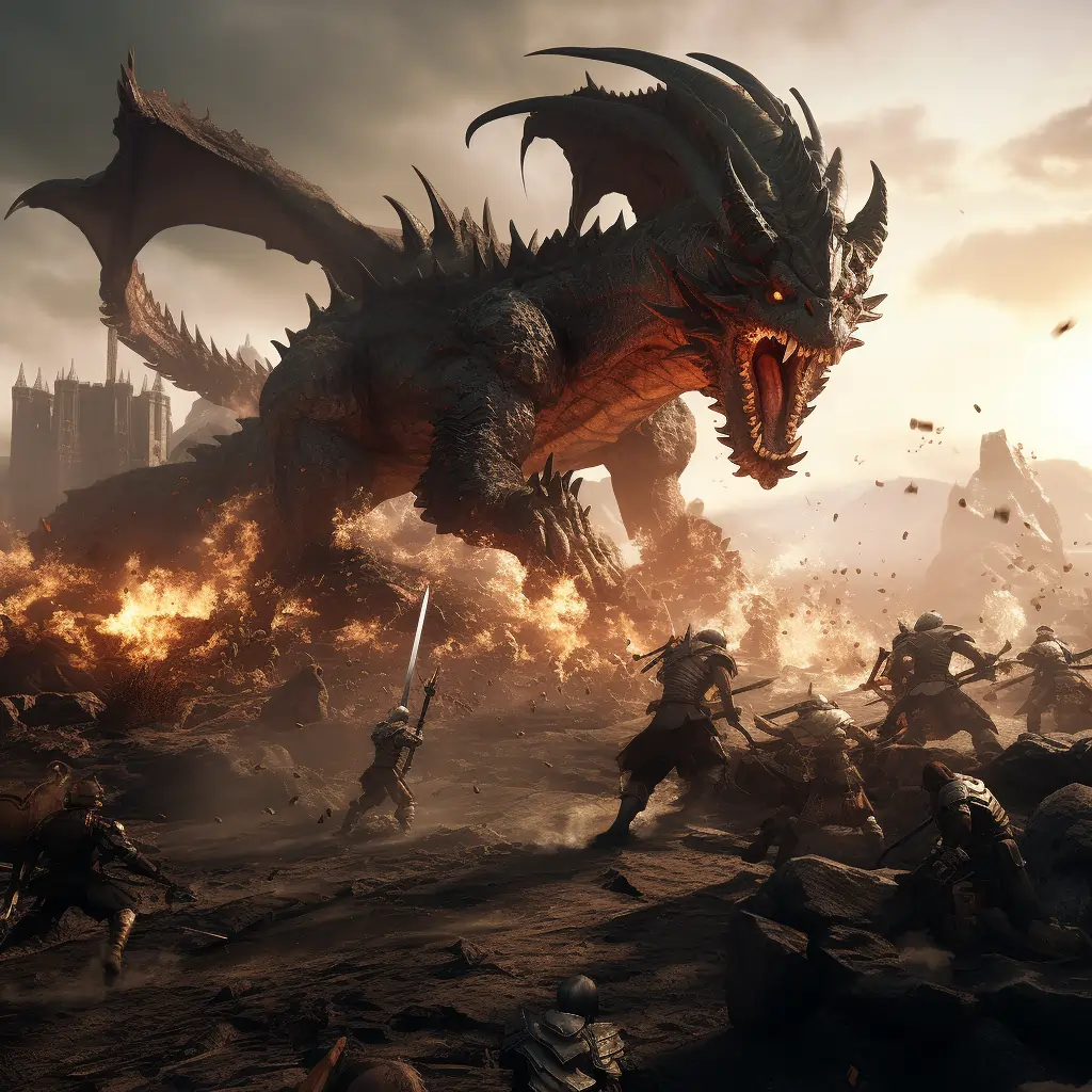 Fantasy Book Genre Image Of A Dragon In A Fantasy Battle Scene