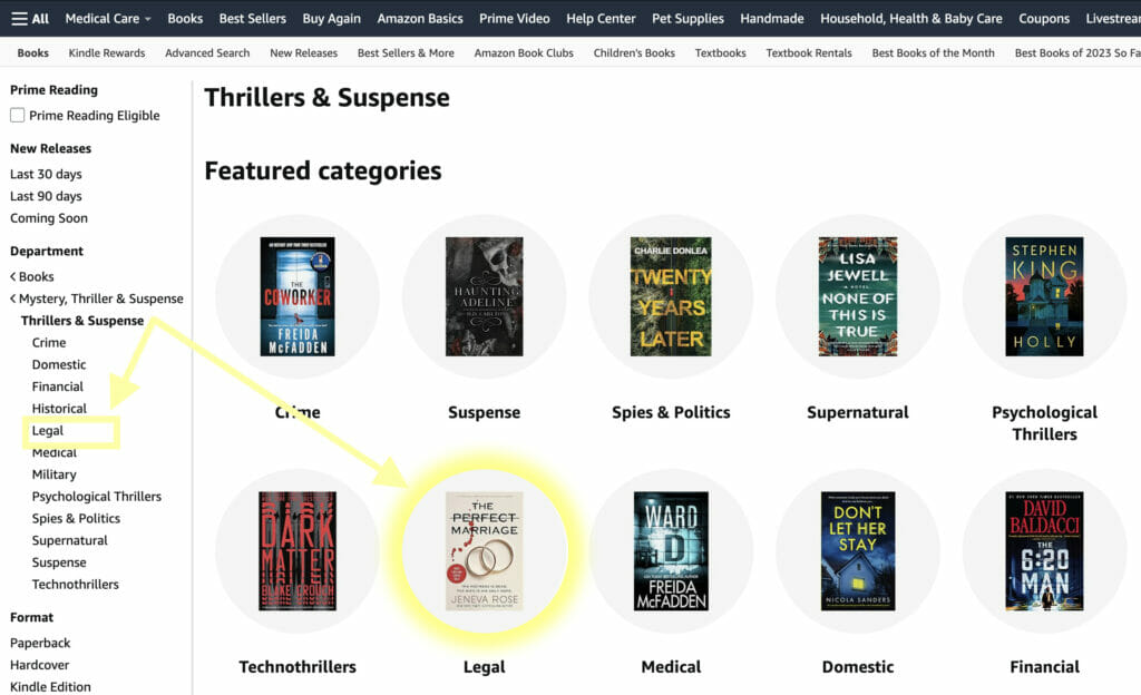 What Is A Legal Thriller Amazon Category Example