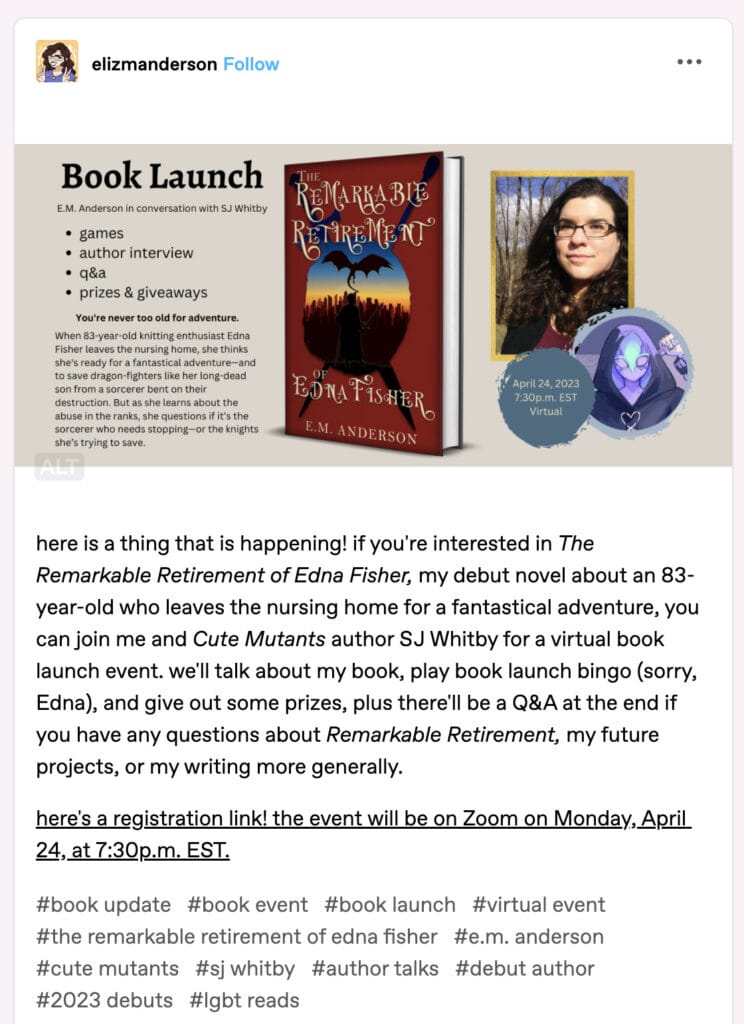 Tumblr For Writers Book Launch Promotion Example