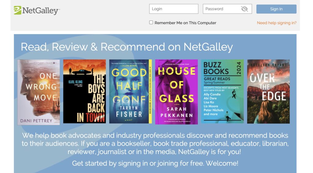 Netgalley Review - Header Image With Six Books