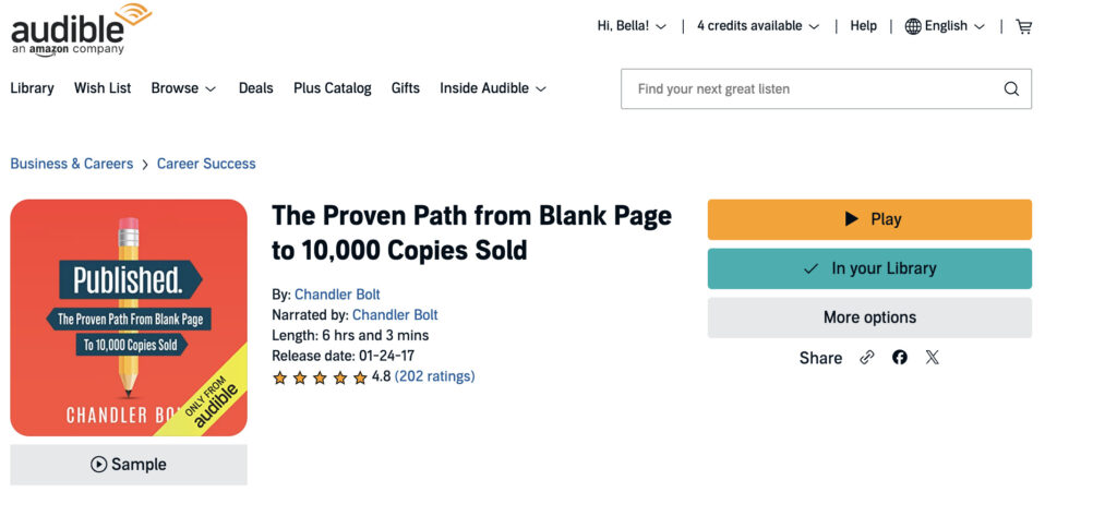 how to gift an audible book sales page example