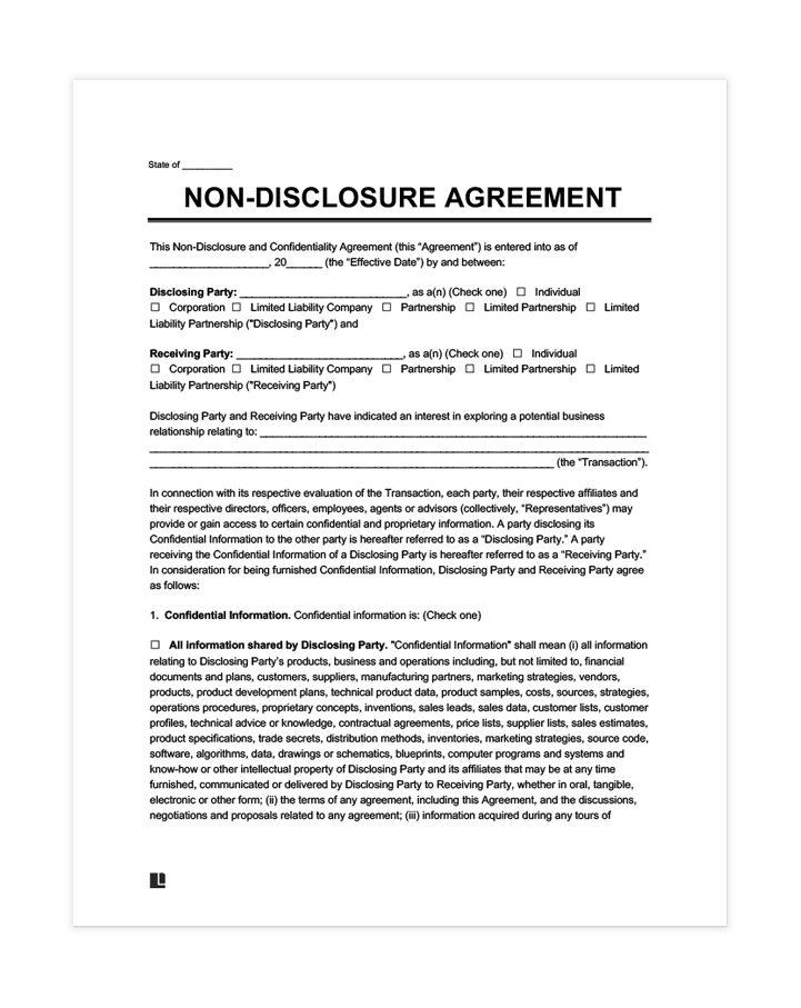 Examples Of Non Disclosure Agreement Nda For Copyright Laws For Authors