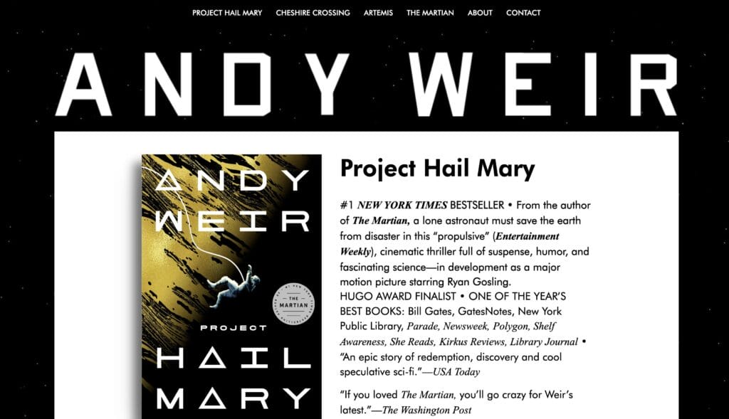 Andy Weir website Andy Weir website
