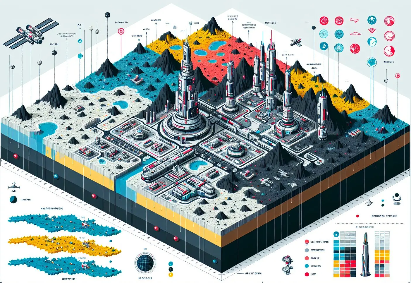 A sample generation from the fantasy map generator. A futuristic space city with skyscrapers and spaceships.