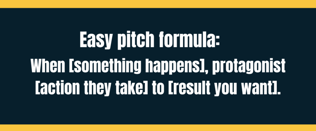 Text “When [Something Happens], Protagonist [Action They Take] To [Result You Want]&Quot; On Darker Background